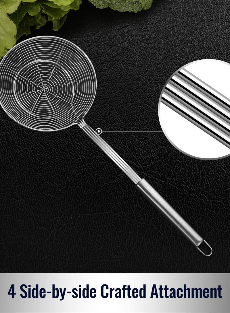 ريد ليف مغرفة مصفاة العنكبوت الصلبة المصنوعة من الفولاذ المقاوم للصدأ - مصفاة سلكية للمطبخ مقاس 5.5 بوصة للمعكرونة - Image 4