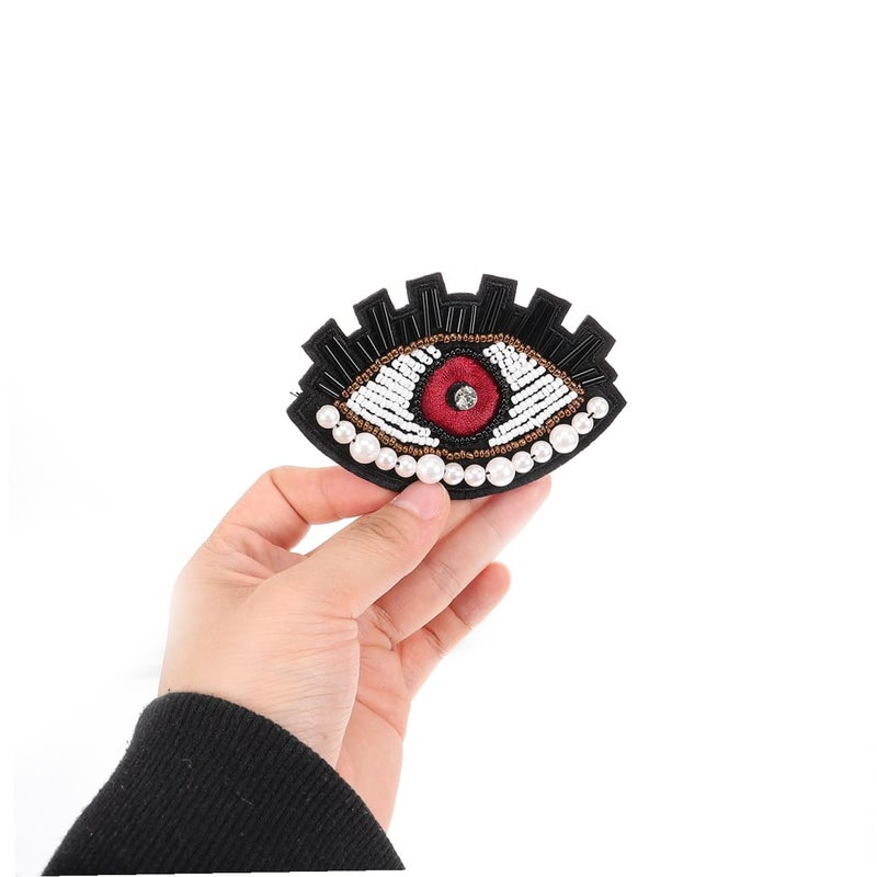 2pcs Embroidered Eye Patches with Sequins and Beads for Clothing Repair DIY Embellishment - Image 5