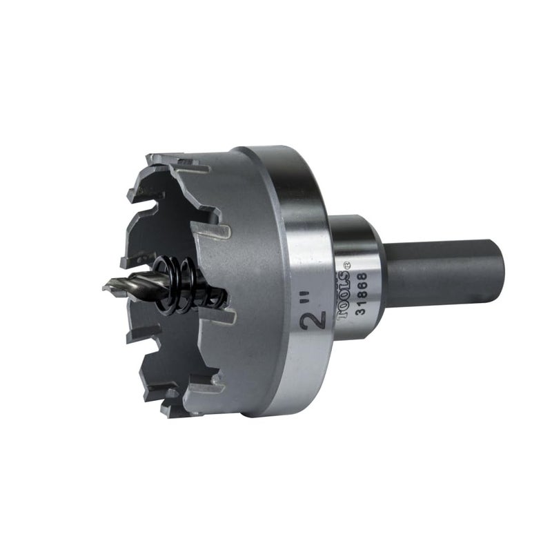 Klein Tools 31868 Heavy Duty Hole Cutter 2Inch Carbide Hole Cutter Cuts Stainless Steel Mild Steel Iron and Copper