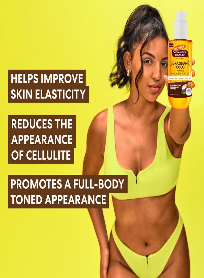 Palmer's Coconut Oil Formula Brazilian Coco Firming Body Oil with Vitamin E, 6.5 Fl Oz, Helps with Skin Tightening & Firming of Bum, Bust & Belly, Provides 48Hr Moisture, Dermatologist Approved - Image 4