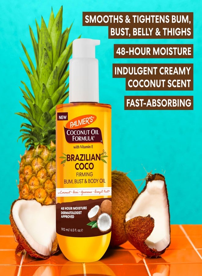 Palmer's Coconut Oil Formula Brazilian Coco Firming Body Oil with Vitamin E, 6.5 Fl Oz, Helps with Skin Tightening & Firming of Bum, Bust & Belly, Provides 48Hr Moisture, Dermatologist Approved - Image 3