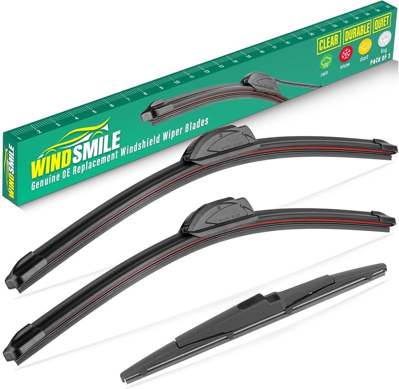 WINDSMILE 26" 18" 13" Windshield Wiper Blades Replacement for Kia Telluride 2020 2021 2022 2023 2024 2025 Premium All Weather Front Rear Wipers Set - OEM Quality (Pack of 3) - Image 1