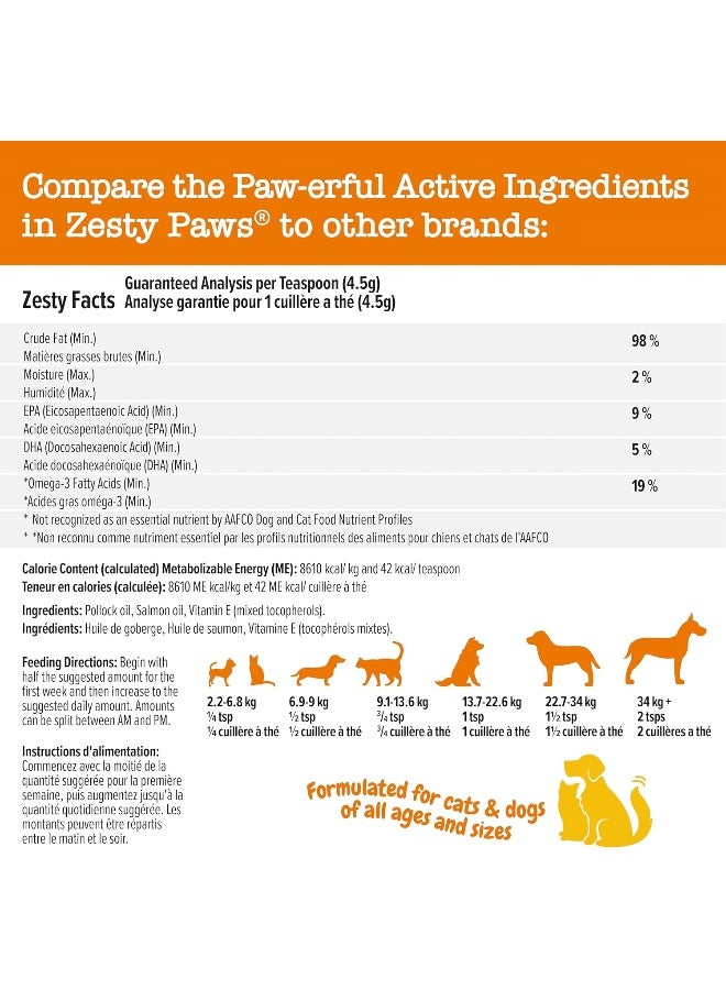 Zesty Paws Pure Wild Alaskan Salmon Oil with Omega 3 Natural EPA + DHA Fatty Acids for Skin and Coat for Dogs and Cats - Image 4