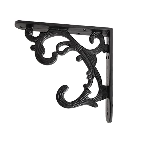 GHAR DWAR Metal Handcrafted Shelf Bracket for Floating Shelves L Angle Decorative L Shaped Corner Brace Joint Heavy Duty Wall Mounted Shelf Supporter Corner Brace Holder (Pack of 2, Black) - Image 3
