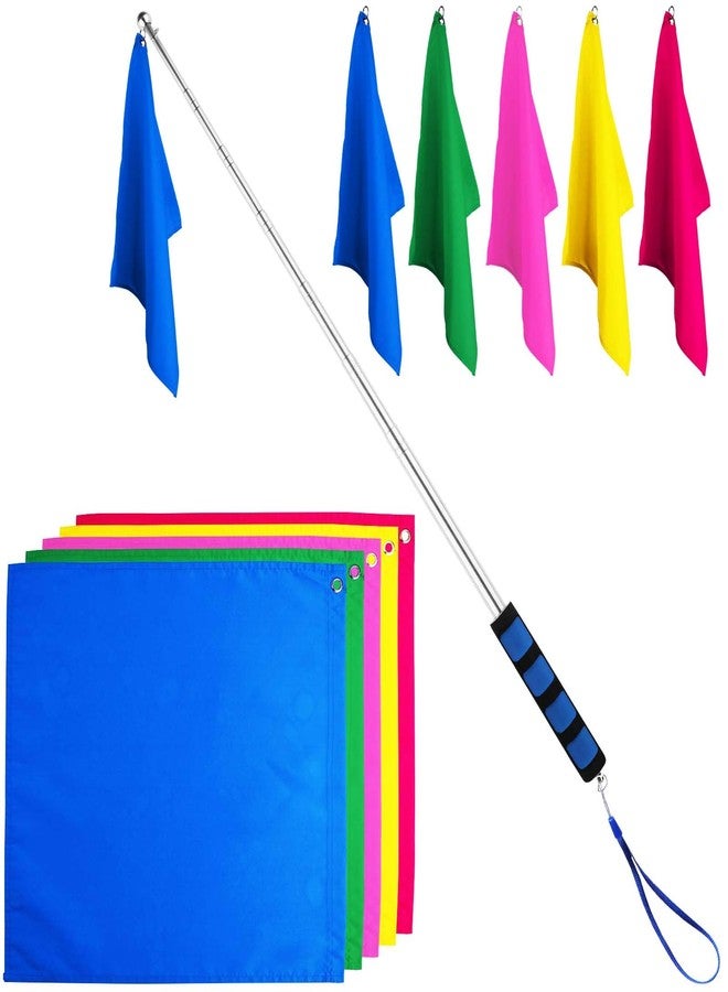 KINBOM 5pcs Horse Training Flags, Tour Guide Flag with 63 Inch Telescopic Flagpole Horse Training Equipment Telescopic Flag Poles Horse Flag Equestrian Training Flags - Image 1