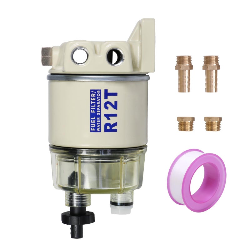 CARMOCAR Marine Fuel Water SeparatorDiesel Fuel FilterWater Separator for R12T MARINE SPINON HOUSING 120AT NPT ZG1419 Includes 2 fittings2 plugs