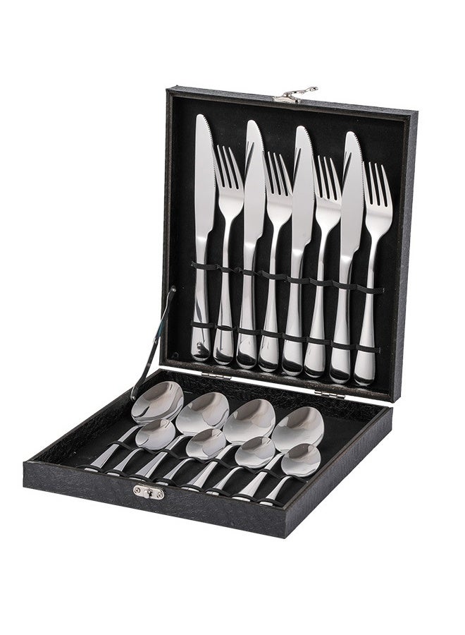 16 قطعة الفولاذ المقاوم للصدأ أدوات غسالة صحون سكين شوكة آمنة ملعقة ومعلقة شاي ، أدوات فضية للمكتب المنزلي حزب التخييم أدوات طعام فضية - Image 1