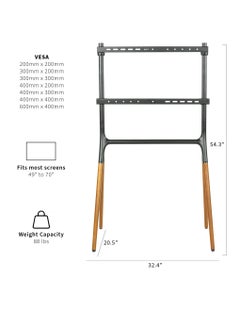 Brateck Wooden TV Floor Stand Fits 49"-70" Screens Adjustable Artistic Beech Frame  - Image 3