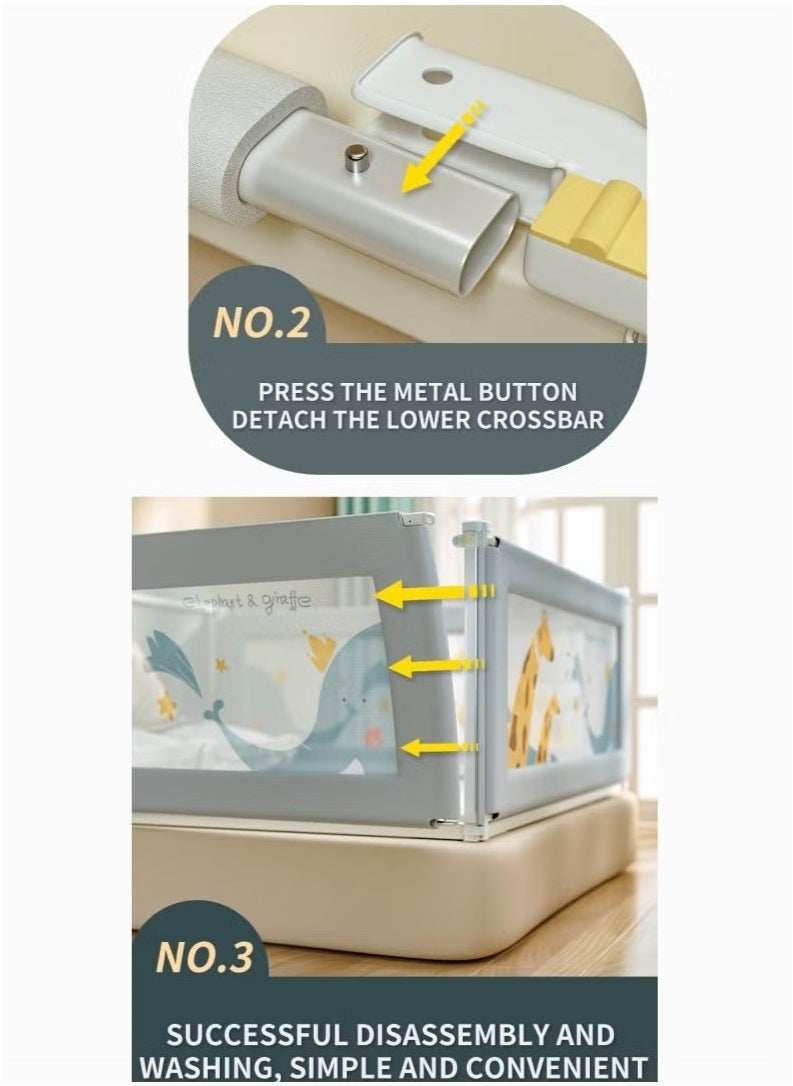 Gonice Bed Rail for Toddlers, Toddler Bed Rails with Double Child Lock, Bed Rail for Baby Kids, Infants Height Adjustment Guardrail for Queen Size Bed -1Piece - 78.7 Inch (2m)  - Image 4