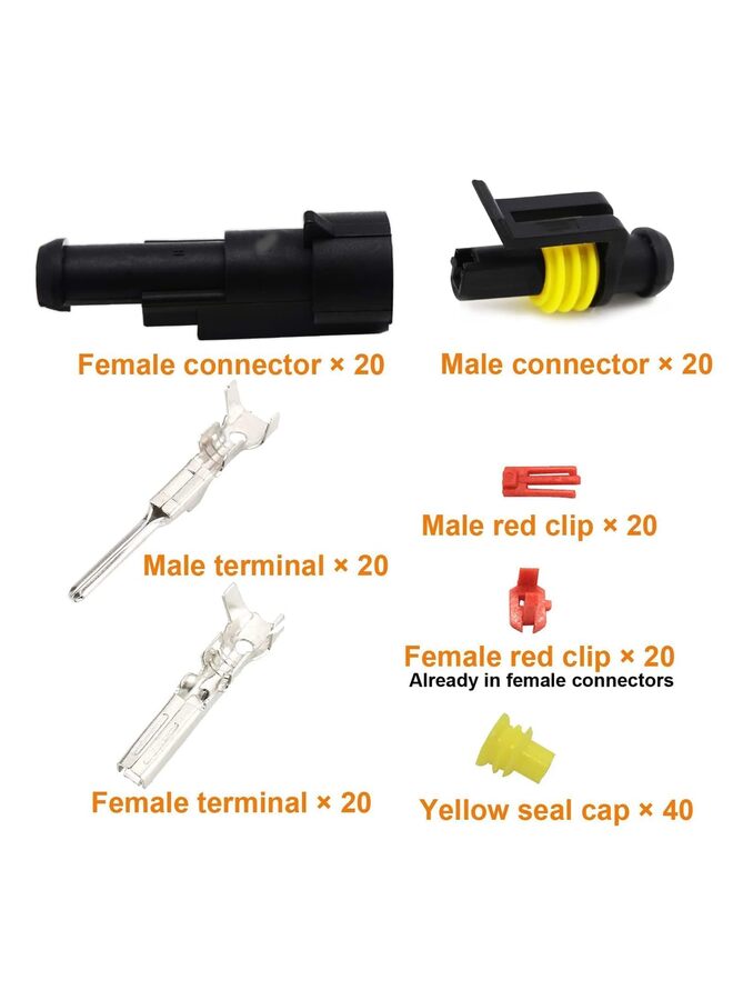 1 Pin Electrical Connector Plug Male Female Terminal Wire Connector Waterproof Connectors 1 Way Automotive Connect Set for Car Truck Motorcycle Marine Boat 20 Sets - Image 3