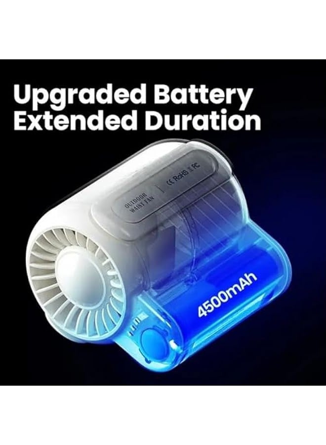 Portable Waist Clip Fan Cool Clip Fan Under Shirt 3 Speeds Strong Airflow Wearable Clip Fan Powerful Mini Handheld Cooling Fan Clip On Air Cooler for Outdoor Jobsite Farms Traveling Fishing (White) - Image 4