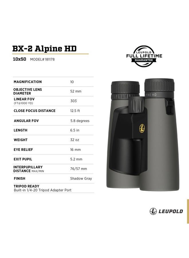 Leupold BX-2 Alpine HD Binoculars, 10x50mm (181178) - Image 4