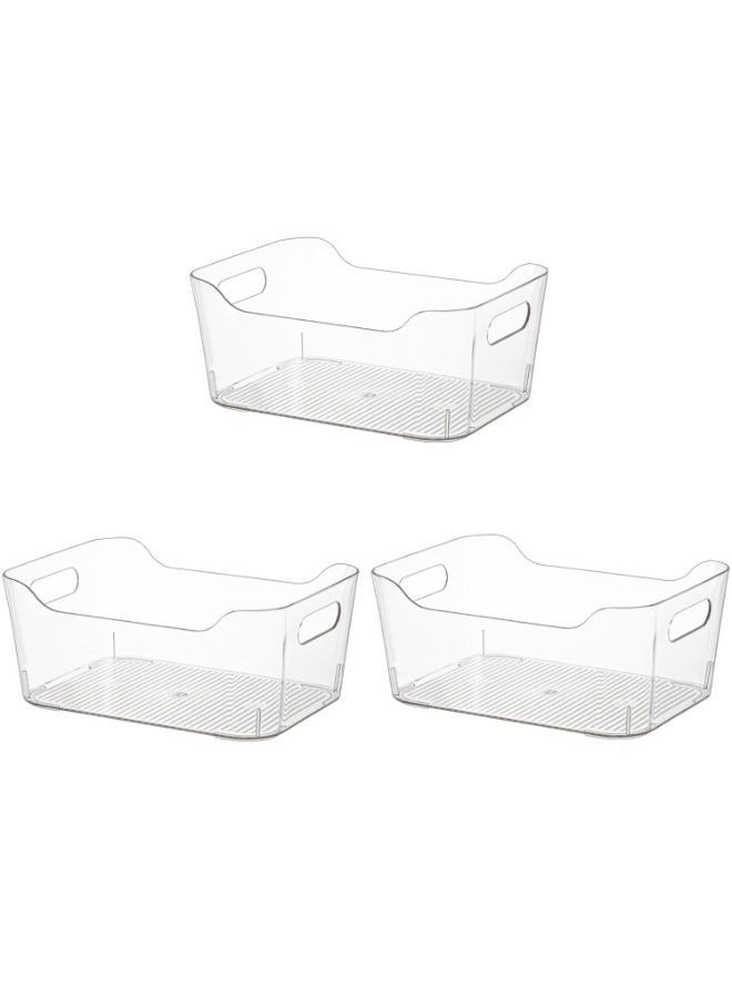 3 Pack Clear Stackable Storage Boxes with Handles, Pantry Organizer, Storage Containers and Organizer Bins, Multi-Use Bins for Home, Kitchen and Cabinet - Image 1