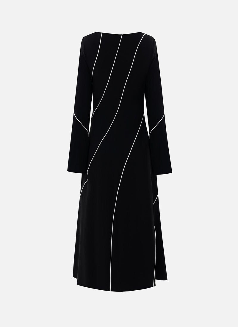Lichi Fitted viscose midi dress with contrasting pattern - Image 4