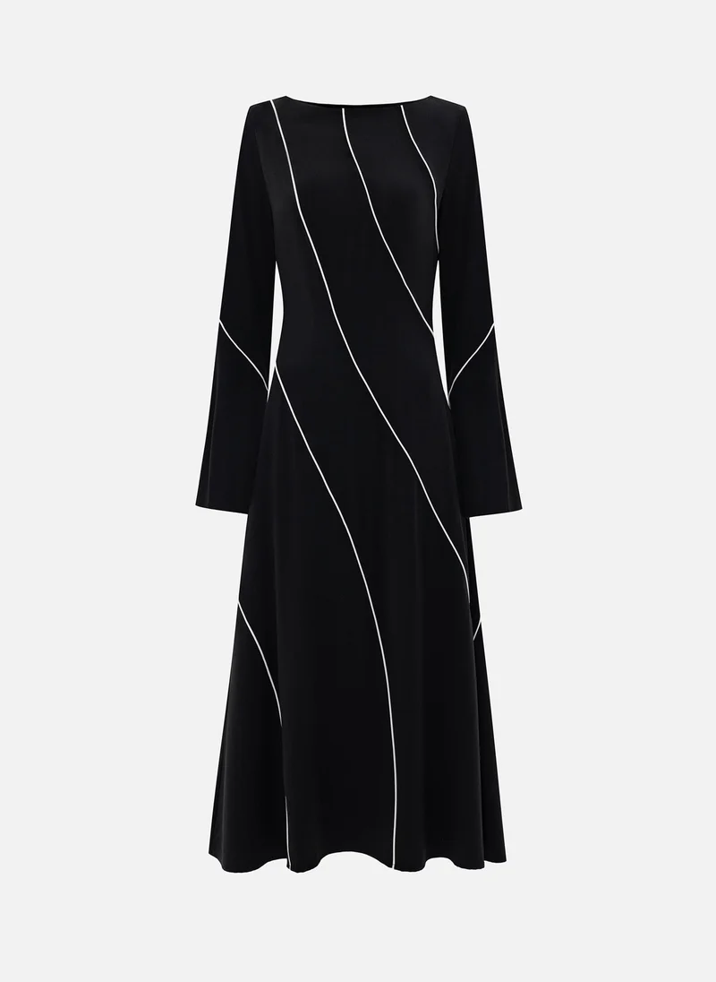 Lichi Fitted viscose midi dress with contrasting pattern