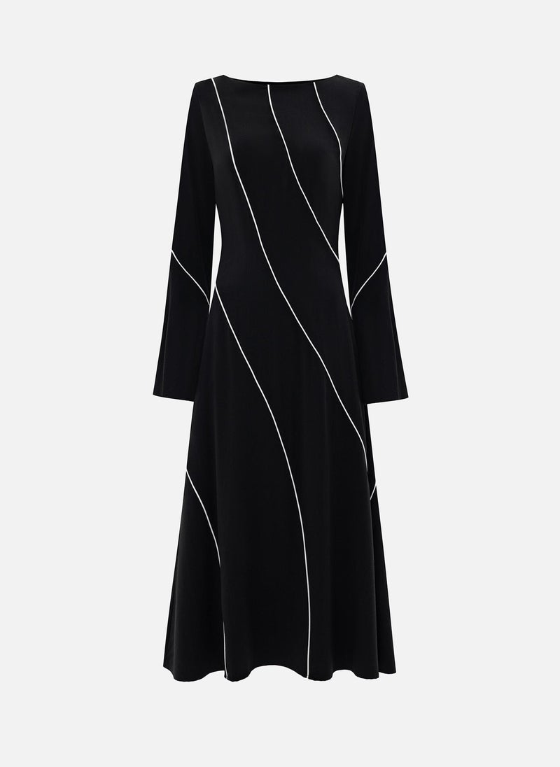 Lichi Fitted viscose midi dress with contrasting pattern - Image 2