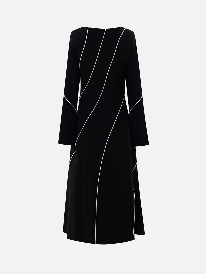 Lichi Fitted viscose midi dress with contrasting pattern - Image 4