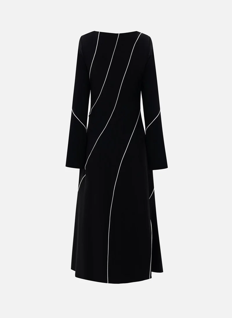 Lichi  Fitted viscose midi dress with contrasting pattern for Women | Best Price UAE