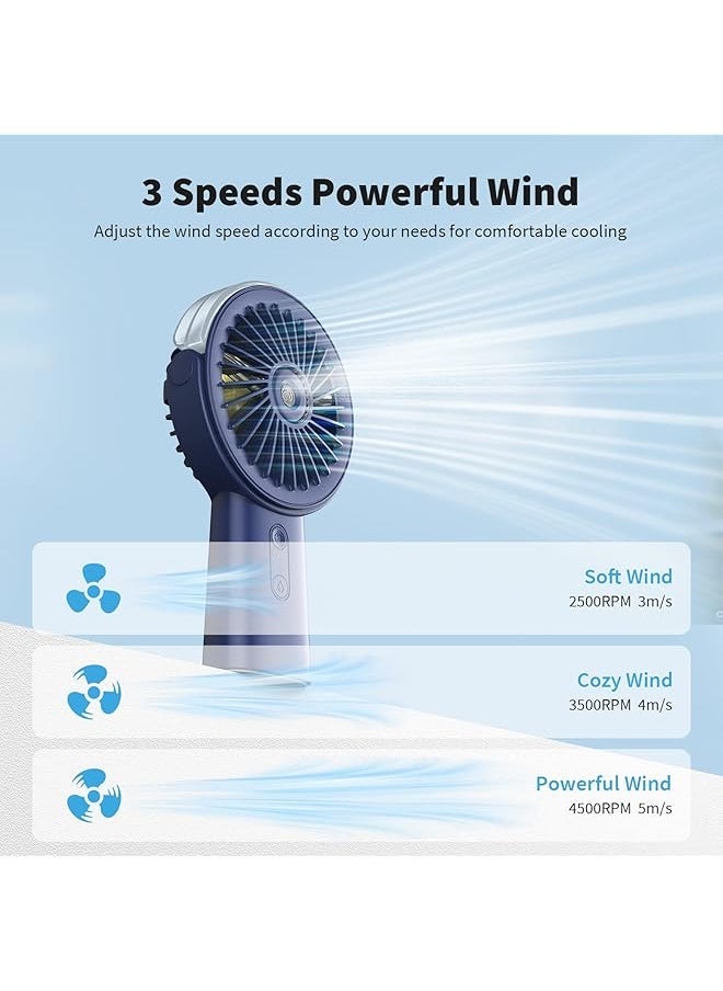 erorex Misting Fan Portable Fan With Mist 4000 Mah Rechargeable Handheld Fan Battery Operated Water Spray Mister Fan Small Personal Hand Held Fan Power Bank For Travel Men Women Dark Blue - Image 5