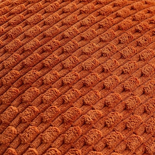 Cozoomy Set of 4 Burnt Orange Decorative Throw Pillow Covers 18x18 Inch Corduroy Pillow Covers for Bed Couch Sofa Living Room Soft Square Cushion Cases - Image 5