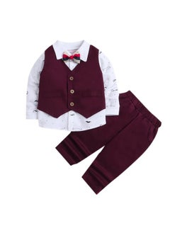 Hopscotch Hopscotch Boys Cotton Blend Formal Set in Maroon Color for Ages (5-6 Years)  - Image 1
