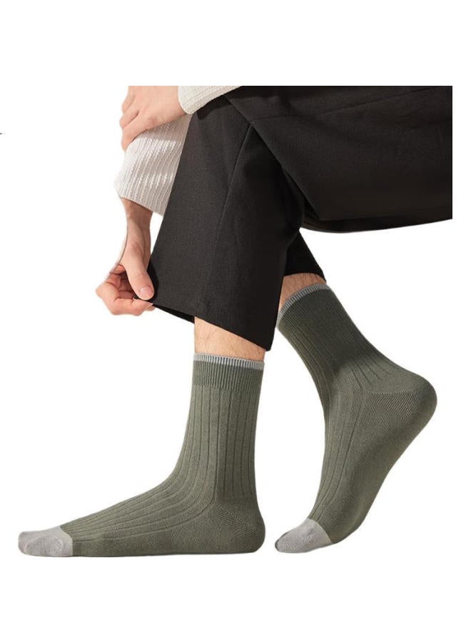 Modal 5 Pairs Of Men'S Socks, 100% Pure Cotton Mid-Calf Socks, Spring And Summer Long Socks, 7A Antibacterial And Odor-Resistant Socks, Student Sports Socks - Image 1