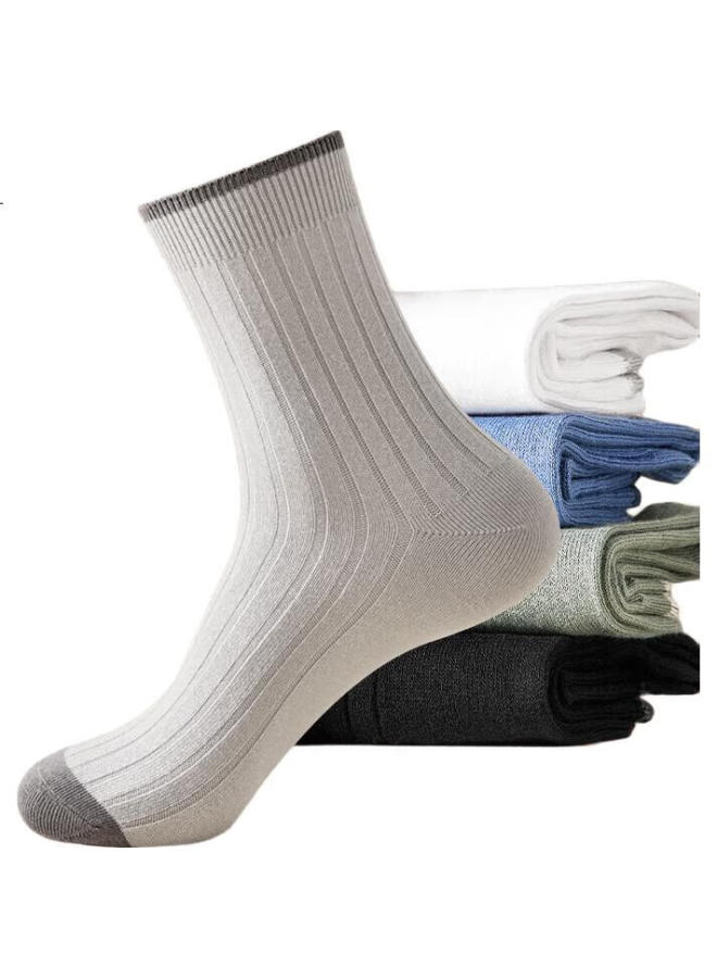 Modal 5 Pairs Of Men'S Socks, 100% Pure Cotton Mid-Calf Socks, Spring And Summer Long Socks, 7A Antibacterial And Odor-Resistant Socks, Student Sports Socks - Image 2