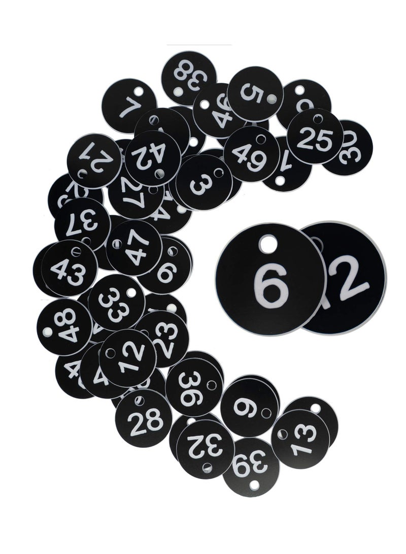 Excefore Plastic ID Number Tags, Engraved Tags Key Tags Without Key Rings for Locker Dorm Hotel Bar Restaurant Club Restaurant Table Numbers (1-50, Black) - Image 1