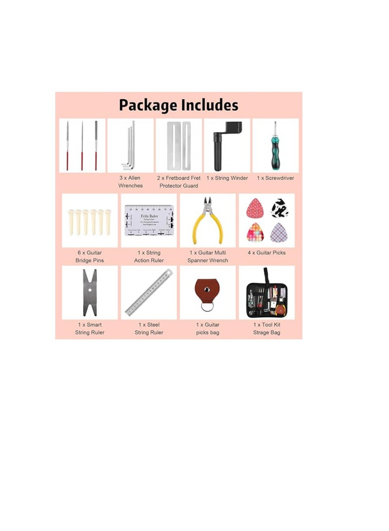 Generic Guitar Repair Kit, 26 Pieces Guitar Repair Tools, Guitar Maintenance Tools, Care Kit for All Guitars for Guitars  - Image 2