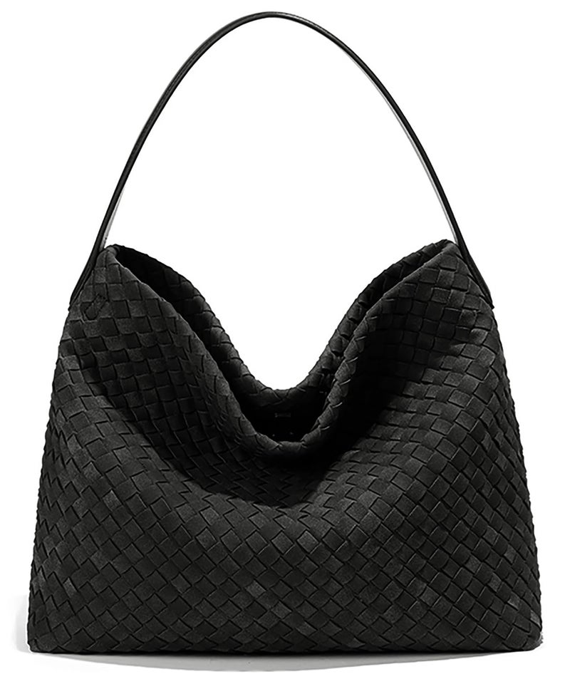 Molodo Woven Suede Shoulder Bag for Women Suede Hobo Bag Tote Elegant Handbag Satchel for Work Travel - Image 1