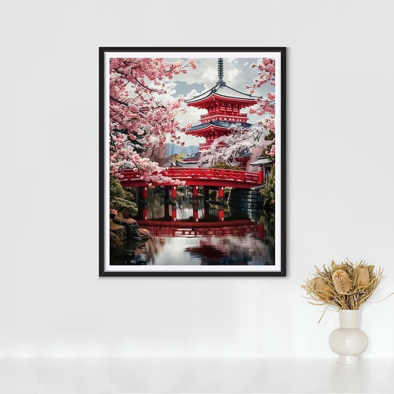 KTHOFCY 5D DIY Diamond Painting Kits for Adults, Cherry Blossoms Flower Full Drill Embroidery Cross Stitch Crystal Rhinestone Paintings Pictures Arts Wall Decor Painting Dots Kits 11.8X15.7 inch - Image 2
