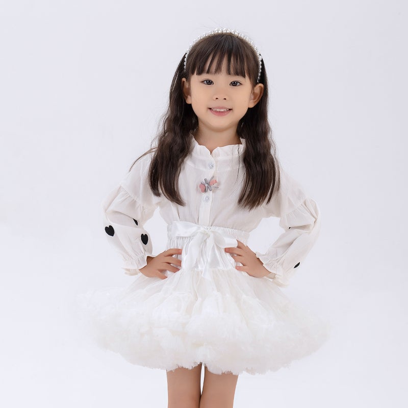 Burgundy Puffy Tutu Princess Skirt Kids White 