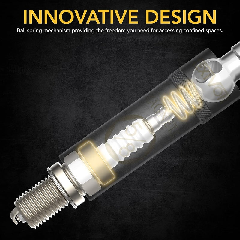 5/8" Swivel Magnetic Spark Plug Socket, 3/8" Drive x 10" Total Length | Enhanced Magnetic Design With Thin Wall Socket, Cr-v Steel (LX-122) - Image 4