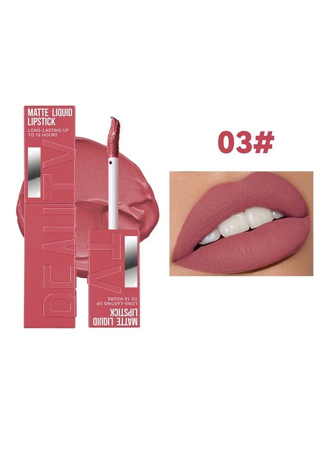 Julystar - Beauty Matte Liquid Lipstick Long Lasting Up To 16 Hous,Nude Velvet Lip Gloss Lip Stain Can Let Your Lip Look Fuller(03#) - Image 1