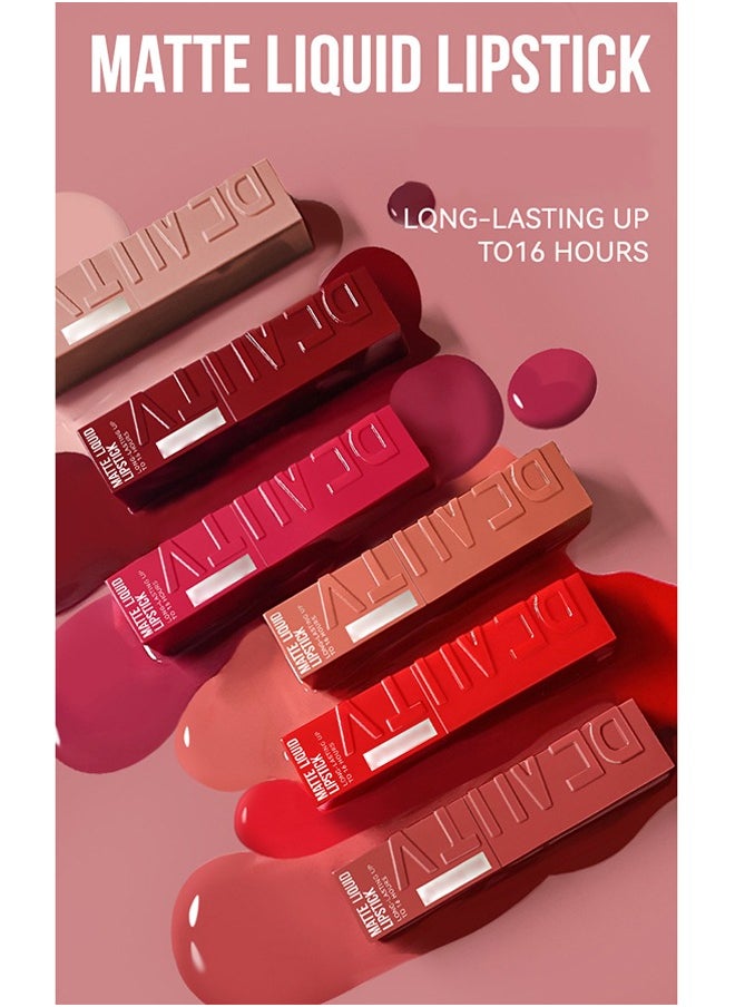 Julystar - Beauty Matte Liquid Lipstick Long Lasting Up To 16 Hous,Nude Velvet Lip Gloss Lip Stain Can Let Your Lip Look Fuller(03#) - Image 1
