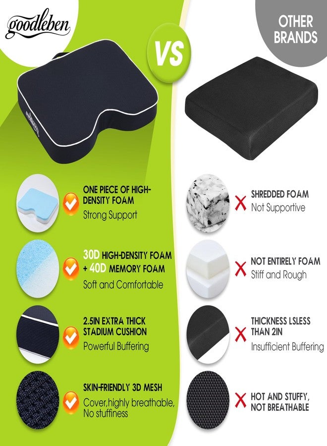 goodleben Stadium Cushion with Dual-Layer Foam (30D Support + 40D Memory), High Elasticity & Breathable, Waterproof Thick Bleacher Pad for Long Games, Portable for Outdoor Indoor Seating (2 Pack) - Image 3