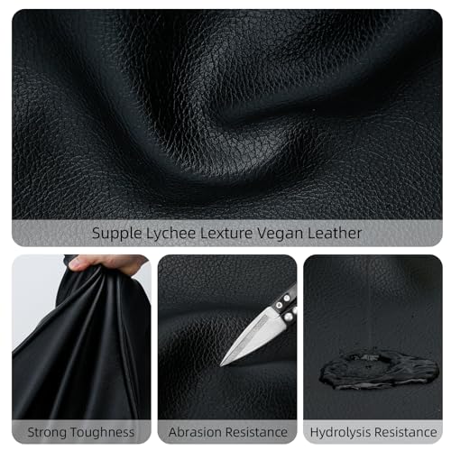 KKXIU Tote Bag for Women Vegan Leather Shoulder Purse Large Capacity Travel Bag - Black - Image 3