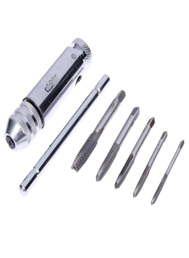 eoocvt Adjustable Silver T-Handle Ratchet Tap Holder Wrench with M3-M8 Metric Tread Tap Manual Tapping Accessories - Image 1
