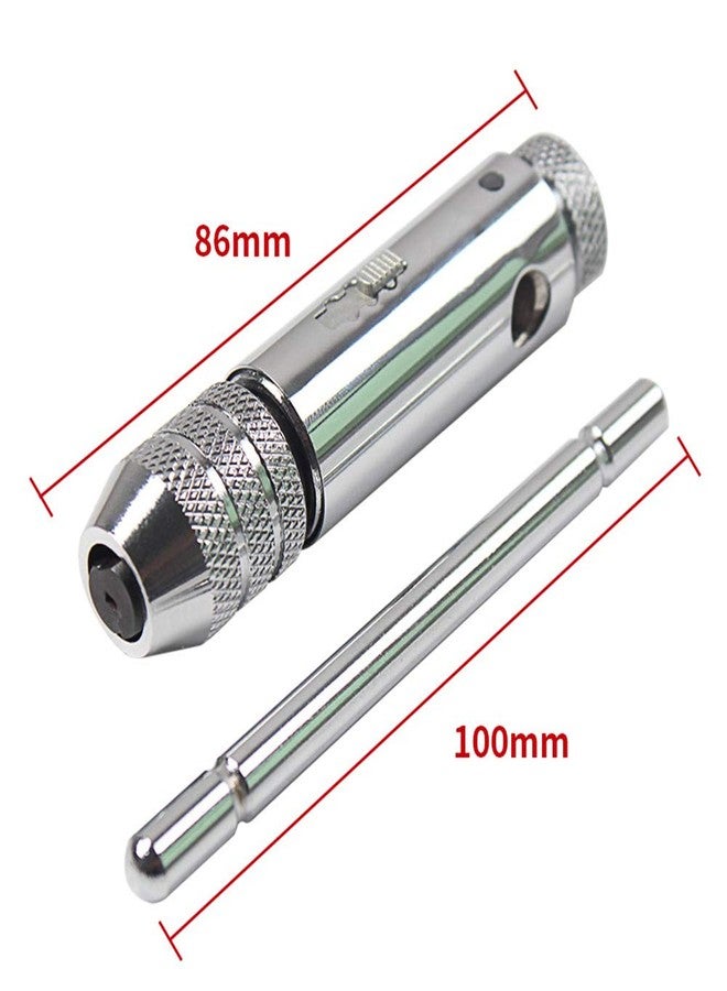 eoocvt Adjustable Silver T-Handle Ratchet Tap Holder Wrench with M3-M8 Metric Tread Tap Manual Tapping Accessories - Image 3