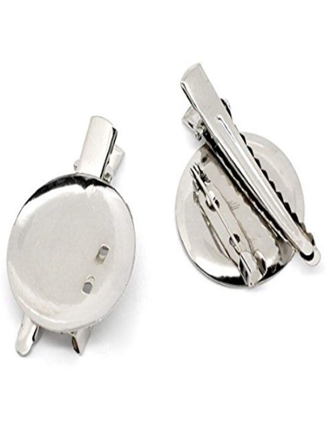 Teensery 20 Pcs Silver Brooch Blank Round Tray with Alligator Clip and Pin for Making Corsage, Name Tags and Jewelry Making (30mm) - Image 1