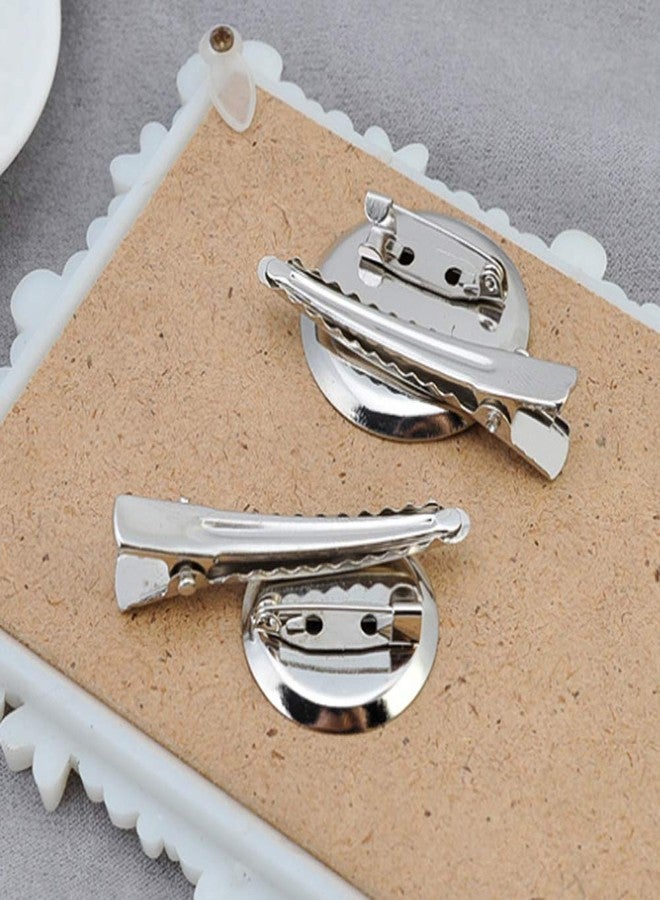 Teensery 20 Pcs Silver Brooch Blank Round Tray with Alligator Clip and Pin for Making Corsage, Name Tags and Jewelry Making (30mm) - Image 2