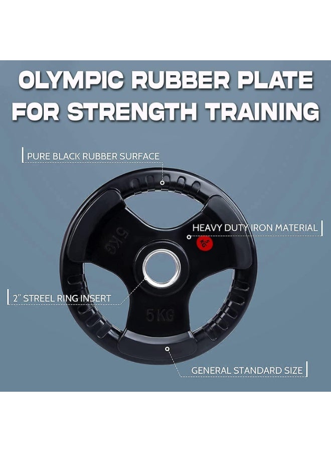 ALCOACH 2Pcs 5KG 11LB Olympic Bumper Weight Plate 2-Inch Rubber Grip Plates to Protect Floor, Smooth Strength Training Plates for Weightlifting  - Image 2