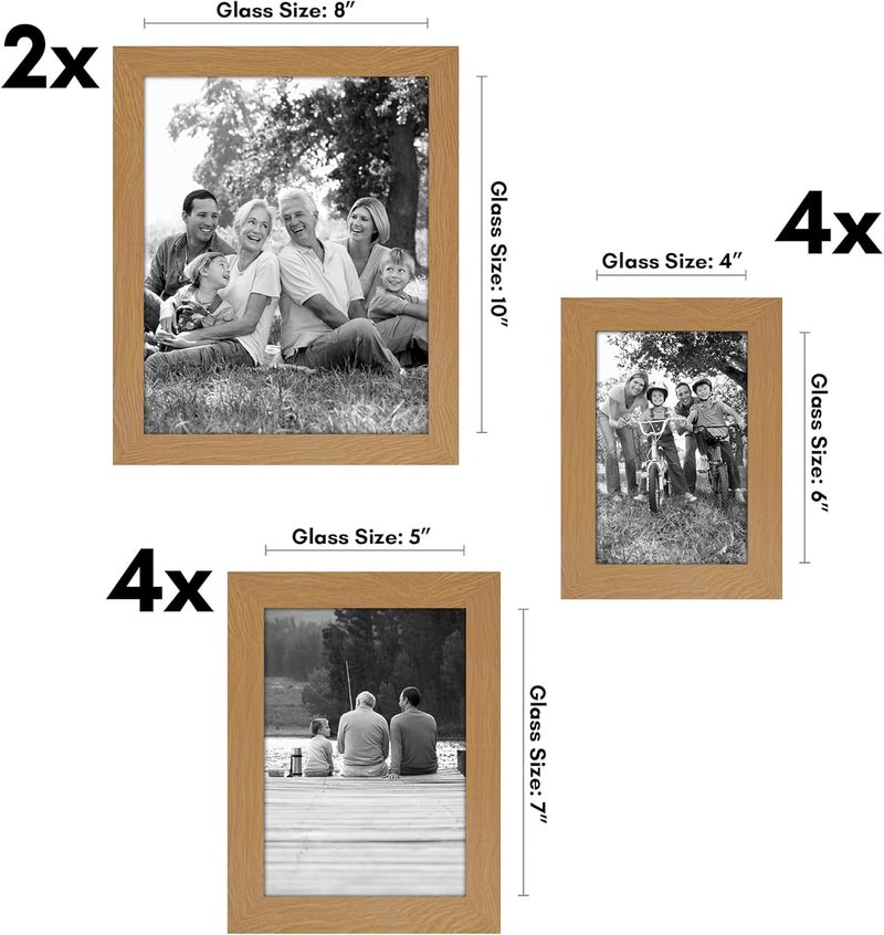 Americanflat Set of 10 Picture Frames with Shatter-Resistant Glass - Gallery Wall Frame Set with Two 8x10 Frames, Four 5x7 Frames and Four 4x6 Frames - Signature Collection - Dark Oak Globally selected raw material - Image 2