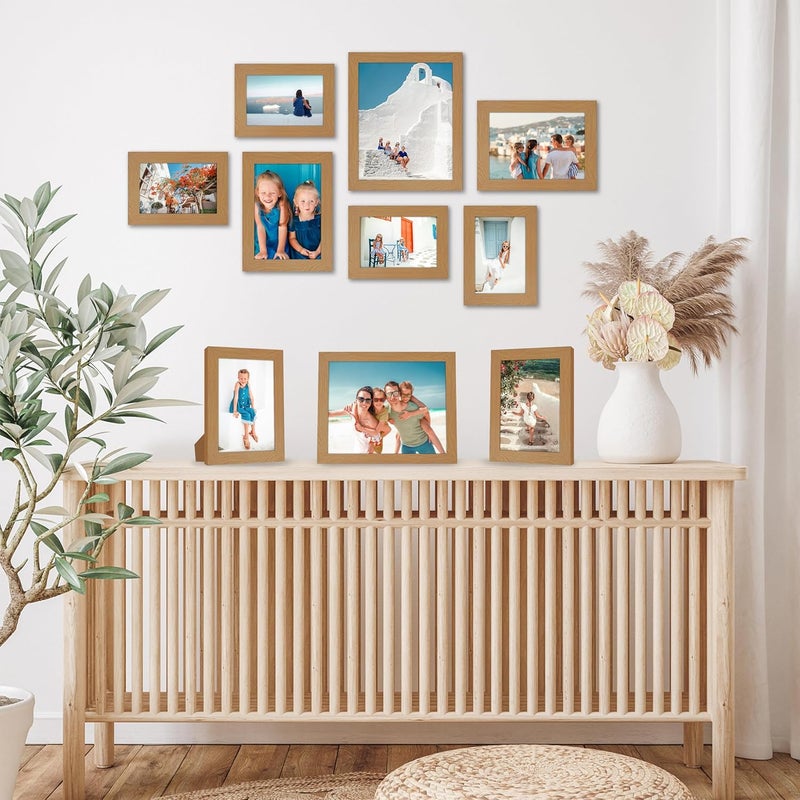 Americanflat Set of 10 Picture Frames with Shatter-Resistant Glass - Gallery Wall Frame Set with Two 8x10 Frames, Four 5x7 Frames and Four 4x6 Frames - Signature Collection - Dark Oak Globally selected raw material - Image 4