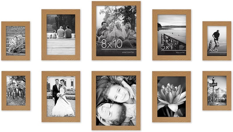 Americanflat Set of 10 Picture Frames with Shatter-Resistant Glass - Gallery Wall Frame Set with Two 8x10 Frames, Four 5x7 Frames and Four 4x6 Frames - Signature Collection - Dark Oak Globally selected raw material - Image 1