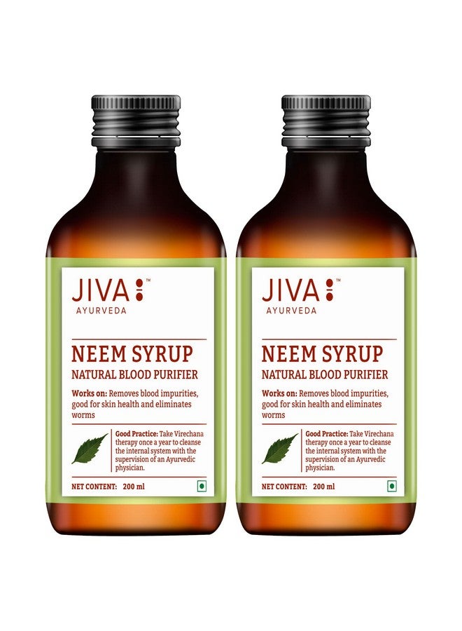 Jiva Neem Syrup 200ml | 100% Ayurvedic Formula | Purifies Blood & Improves Circulation | Helps With Acne, Pimples, Itching And Blisters | Controls Body Heat (Pack of 2) - Image 1