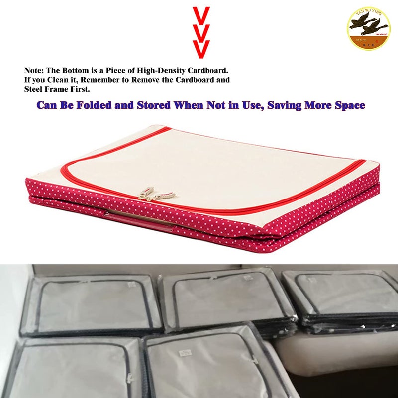 YAN WU YING Steel Frame Oxford Cloth Quilt Storage Box Folding Wardrobe Fabric Extra Large Storage Bag Navy66L x 4Pcs  - Image 4