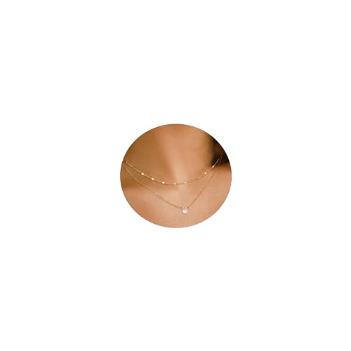 BERISO 14K Gold/Silver Plated Choker Necklace for Women Shining Dots Station Gold Chain Necklace Beads Sparkle Chain Necklace Link Chain Exquisite Jewelry for women - Image 1
