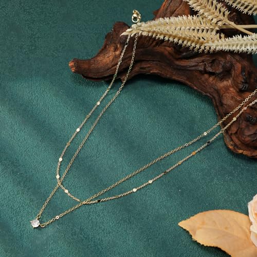 BERISO 14K Gold/Silver Plated Choker Necklace for Women Shining Dots Station Gold Chain Necklace Beads Sparkle Chain Necklace Link Chain Exquisite Jewelry for women - Image 4