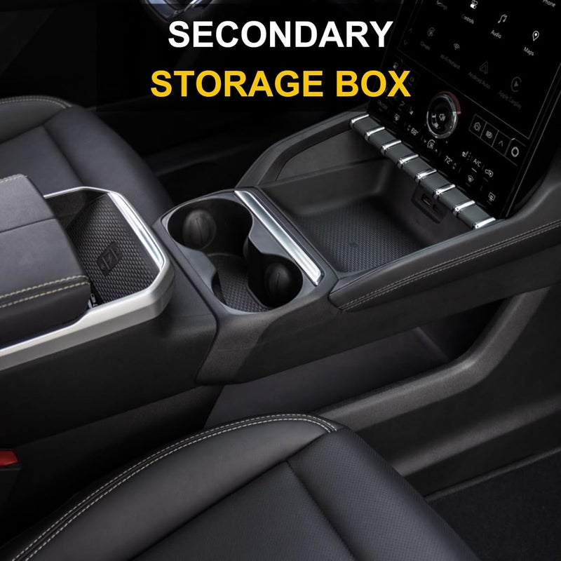 Qlhshop صندوق تنظيمي للجزء السفلي من اللوحة الوسطى، متوافق مع سيارة GMC Terrain Elevation Denali At4 لعامي 2026 و2025، منتجات إكسسوارات داخلية للوحة الوسطى، مصنوع من مادة TPE، باللون الأسود - Image 4